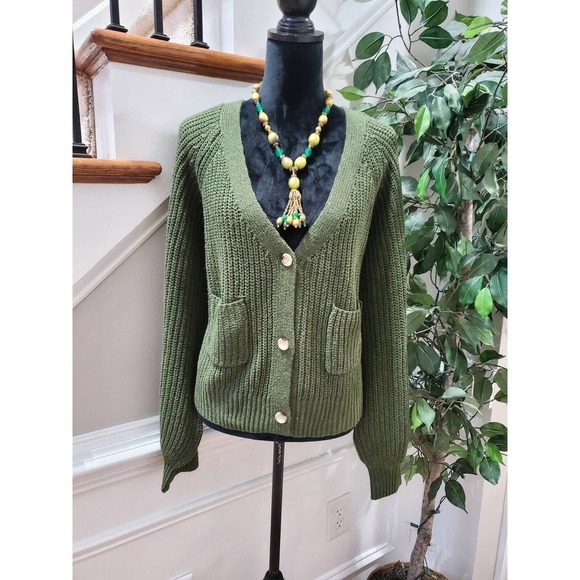 Cozy Casual Women's Green Polyester Long Sleeve Buttons Front Knit Sweater 2X/3X - Picture 11 of 11